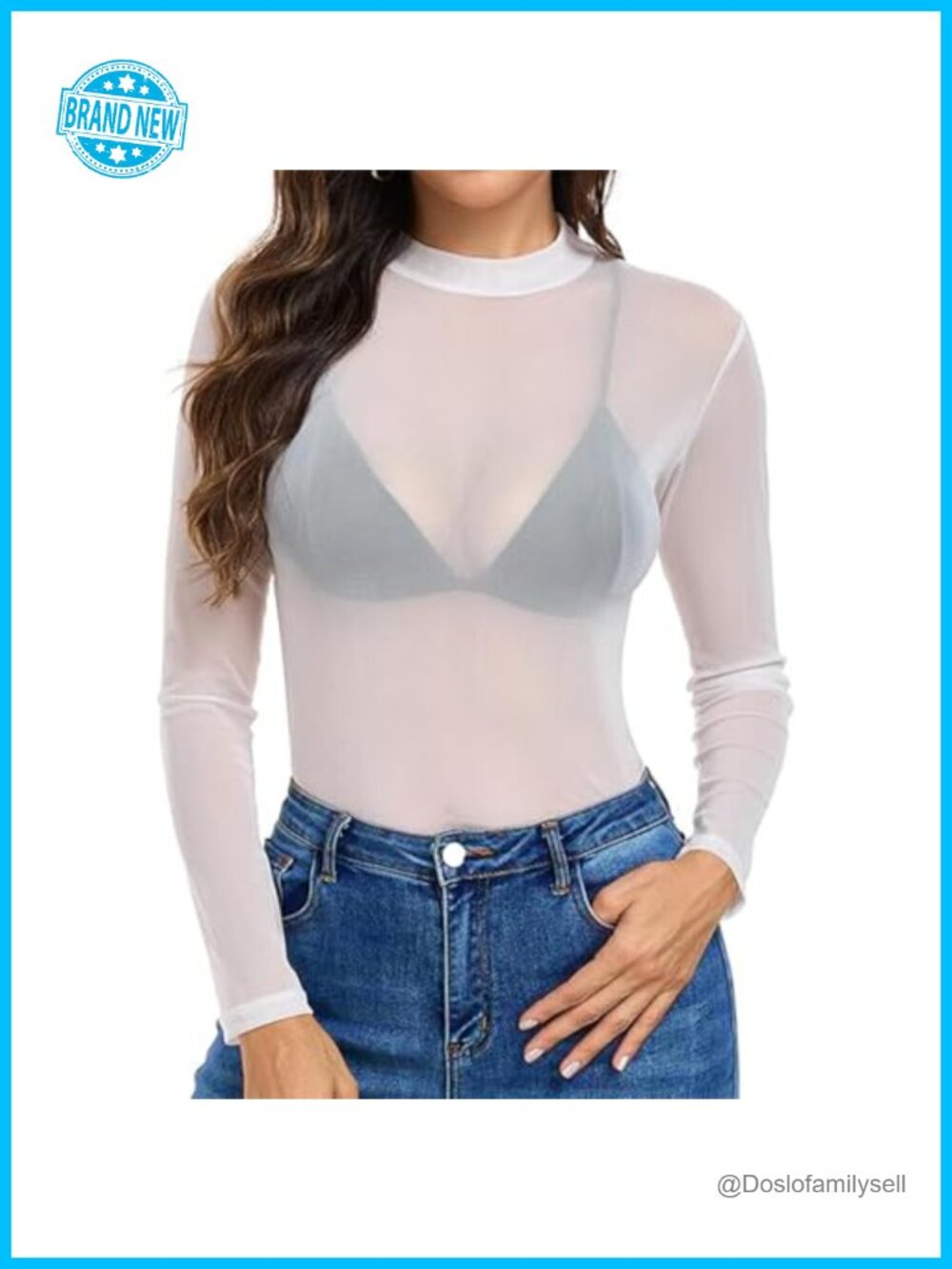 Women's Long Sleeve Sheer Mesh Top See Through Blouse Party Club Shirt